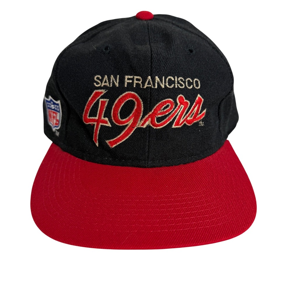 VTG San Francisco 49ers Sports Specialties Black/Red Script Snapback Cap Hat